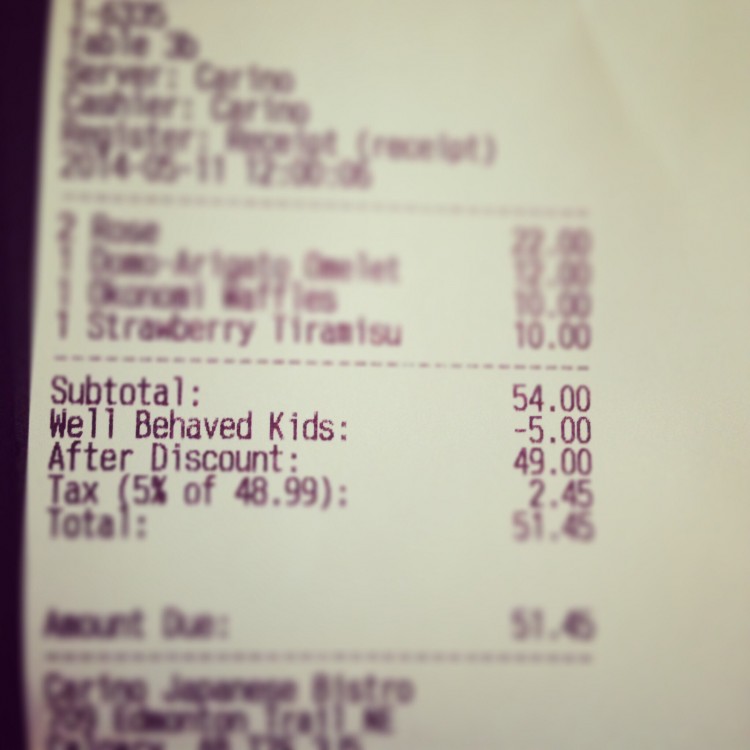 Discount for Well-behaved Kids