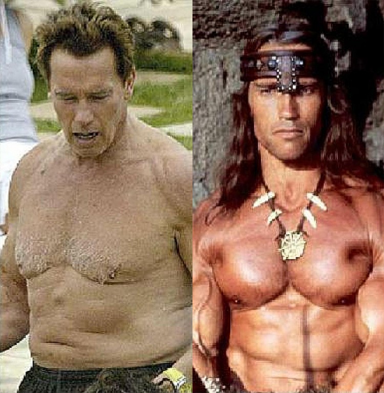 Here's a Pic of Arnold Schwarzenegger Before & After Trying Yo