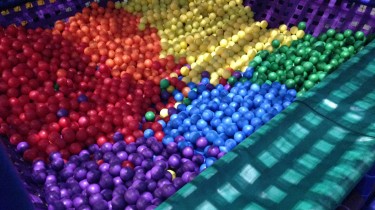 Here's a side view of the Ball Pit sorted by color