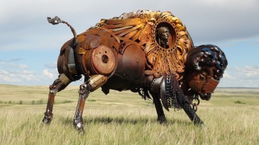 A Bison Made Out of Scrap Metal