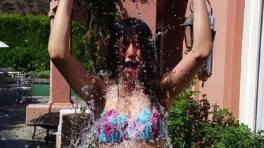 Emmy Rossum Does the Ice Bucket Challenge in a Bikini