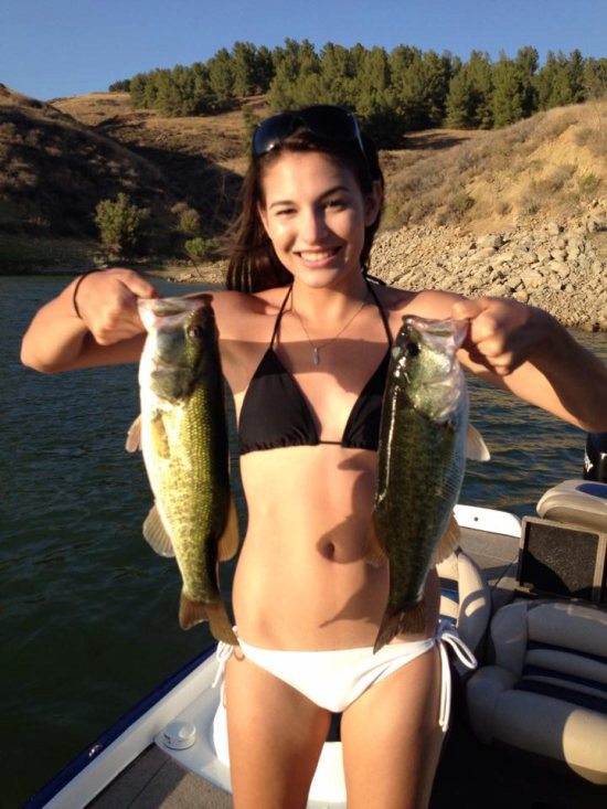 Girls in Bikinis Holding Fish #10