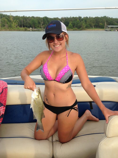 Girls in Bikinis Holding Fish #14