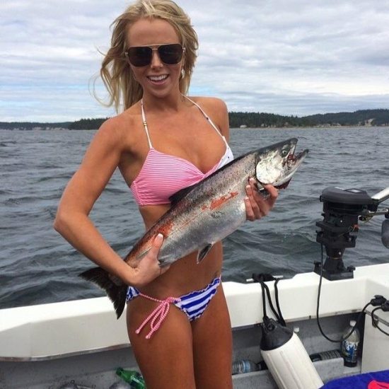Girls in Bikinis Holding Fish #7