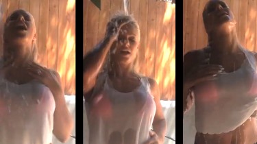 Maryse Ouellet's Sexy Ice Bucket-Challenge in a White T-Shirt & Bikini Top
