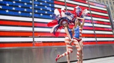 Naked Patriotic Girls From Times Square Front View