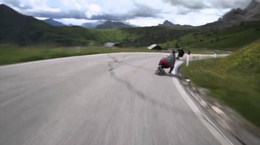 Downhill Skateboarders Race Cyclists in the Alps, Win Handily