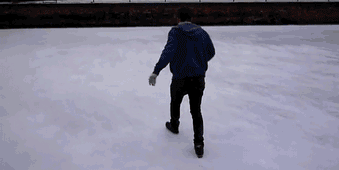 Guy Walking on a Frozen Lake Doesn't Quite Make it to Shore