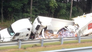 Hipster Nightmare Semi Truck Trailer Full of PBR Torn in Half