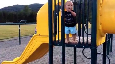 toddler falls off jungle gym