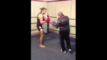 Over-confident Young Boxer Rocked by Old Man