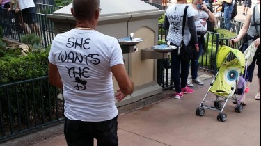 Couple Wearing She Wants the D and ''I Want the D Shirts at Epcot
