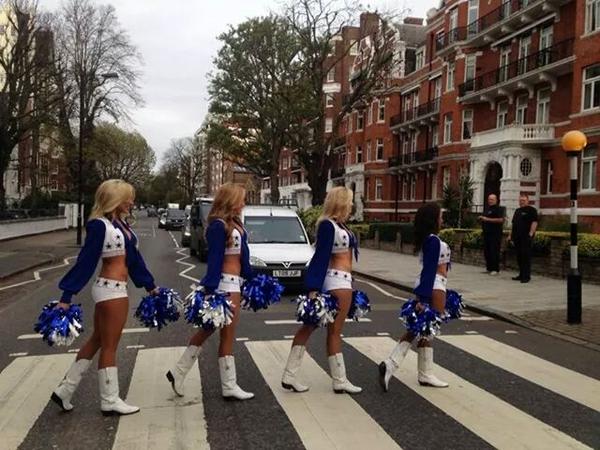 Dallas Cowboys Cheerleaders Recreate Abbey Road Album Cover