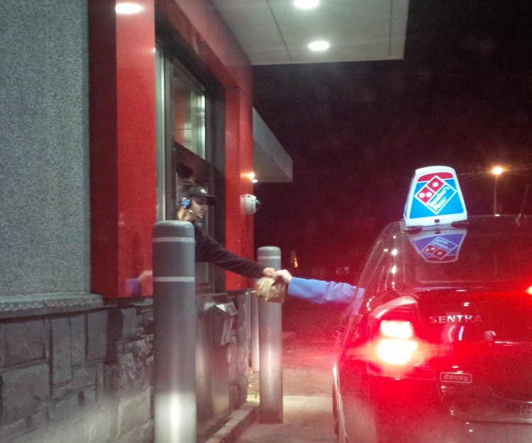 Dominos Delivery Guy Going Through McDonalds Drive Through