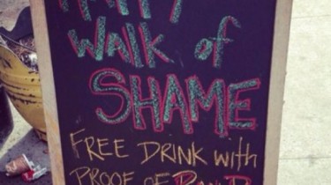 Happy Walk of Shame, Free Drink With Proof of Plan B Purchase